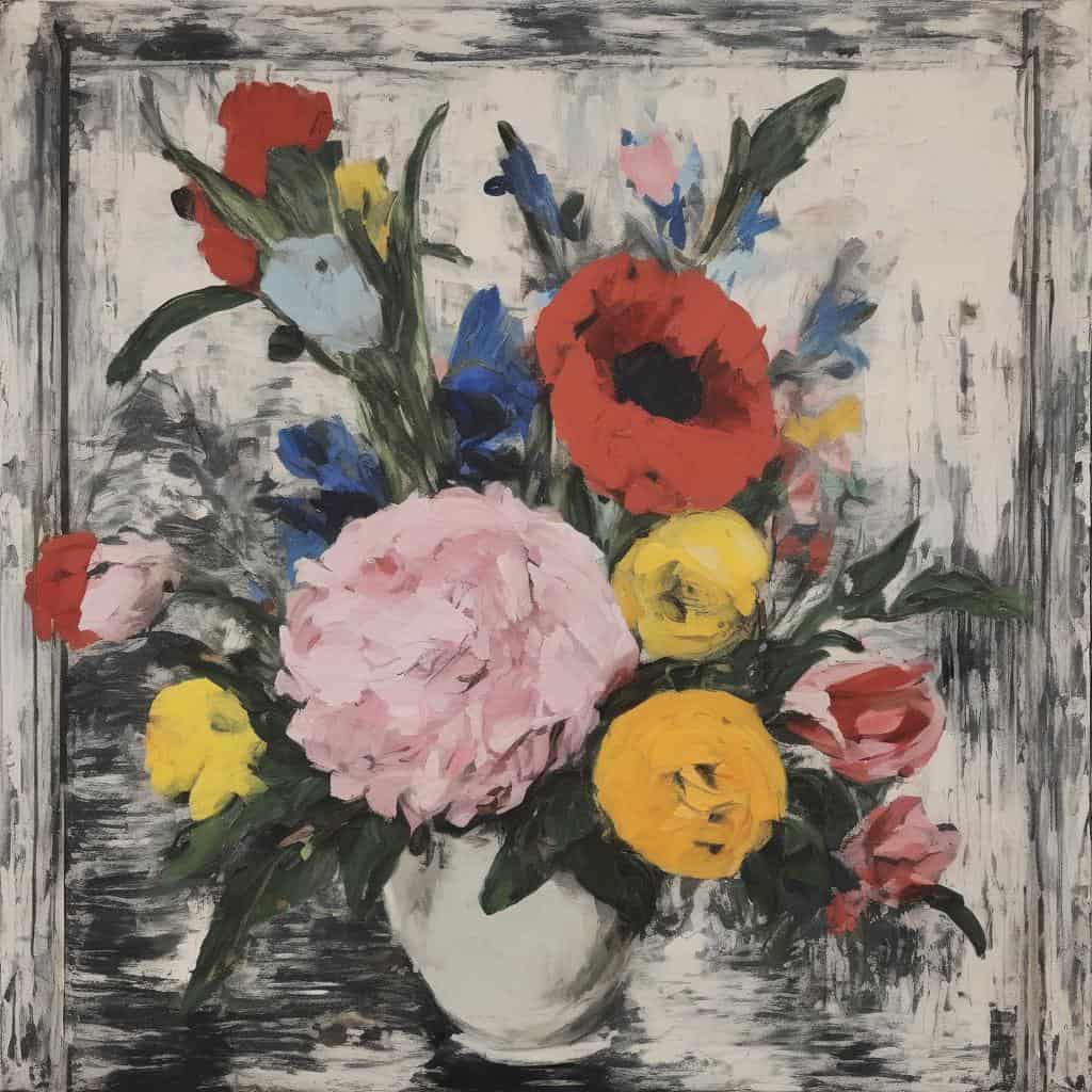Λουλούδια σε βάζο, ανθοστήλη, καλές τέχνες, φυσική ομορφιά, ζωγραφική.